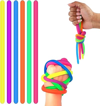 D.A.Y. Republic 6 Pcs Elastic Fidget Noodles 25cm Stretchy Stress Relief Toy