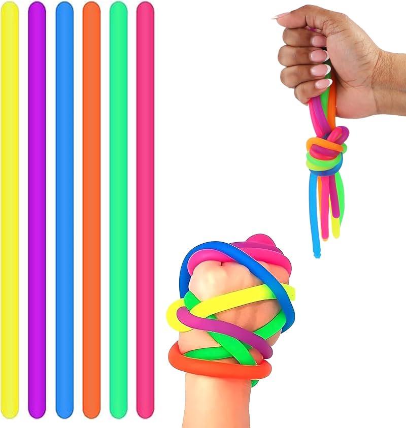 D.A.Y. Republic 6 Pcs Elastic Fidget Noodles 25cm Stretchy Stress Relief Toy