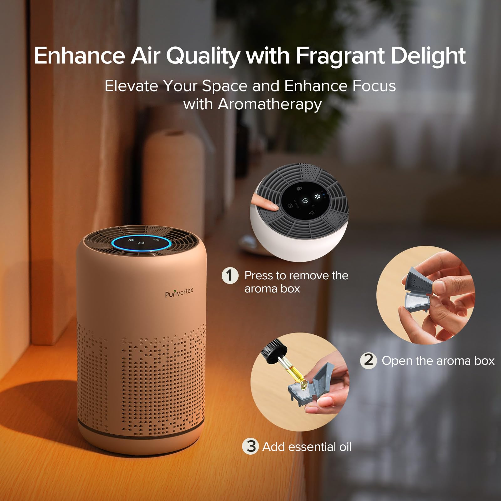HEPA Air Purifier for Bedroom – Filters Smoke Dander Hair Odors - Portable with Fragrance Sponge - Sleep Mode and Speed Control - AC300 (White)