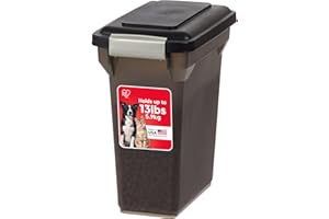 IRIS USA 13 Lbs / 15 Qt WeatherPro Airtight Pet Food Storage Container, For Dog Cat Bird and Other Pet Food Storage Bin, Pet Supplies, Keep Fresh, Easy Access, BPA Free, Smoke