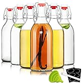 YEBODA 16oz Swing Top Bottles -Glass Beer Bottle with Airtight Rubber Seal Flip Caps for Home Brewing Kombucha,Beverages,Oil,