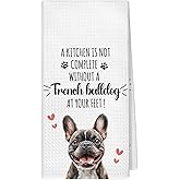 Yjeslw Funny French Bulldog Kitchen Towels, French Bulldog Gifts for Women Men Hand Dish Towels Decor, Frenchie Mom Gifts Tea Towel for Kitchen Decorative Accessories, 16x24 Inch