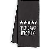WFSM Funny Decorative Towels - Would Poop Here Again Hand Towels, Fun Decor, 1624 Inches (Black)
