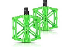 KEMIMOTO Mountain Bike Pedals MTB Bicycle Flat Pedals, 9/16'' CNC Aluminum Durable Sealed Bearings for Most Bikes BMX MTB Enduro Downhill Trail (Two Pack) (Green)
