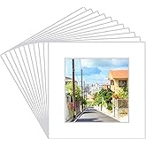 Prudiut 15 Pack 12x12 White Picture Mats, Frame Mattes for 8x8 Pictures Display Photo Frame Mat Core Bevel Cut Mat Board Show Kit for Photos, Prints, Artworks