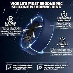 Egnaro Men's Silicone Rings, 7.5mm Wide 2.5mm Thick