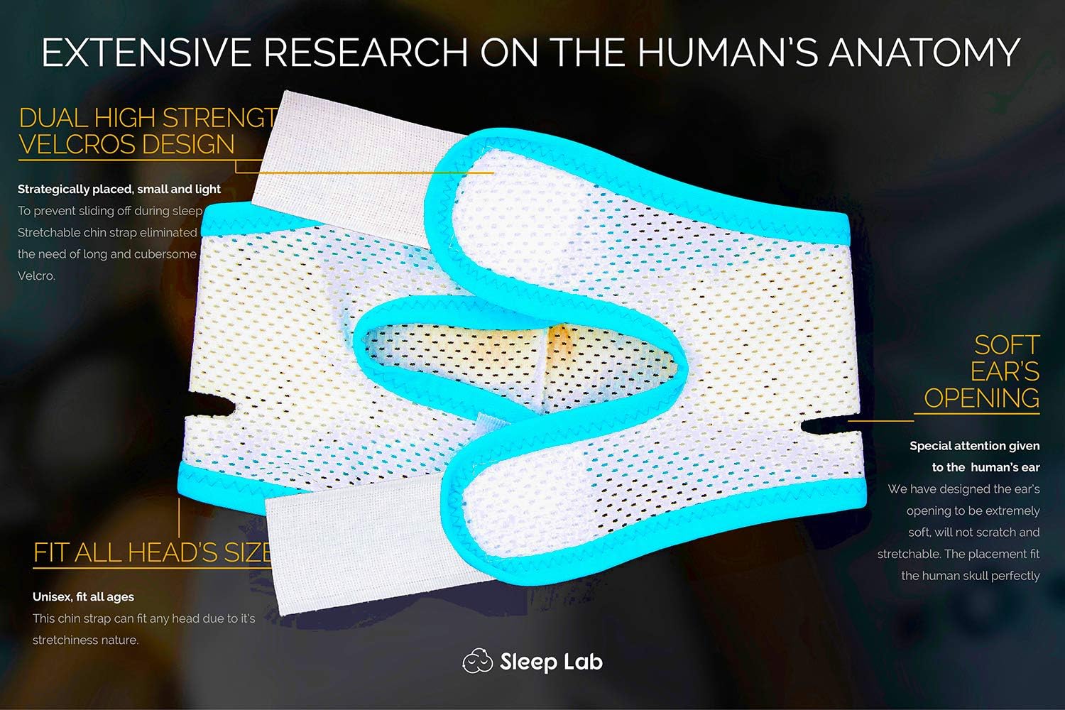 New 2019 Sleep Lab's Best Anti Snoring Chin Strap, Soft, Breathable Material, Voted Best Snore Strap in North America, Anti Snoring Devices, Anti-Snore Strip, Sleep Aid for Men, Women and Cpap Users: Health & Personal Care