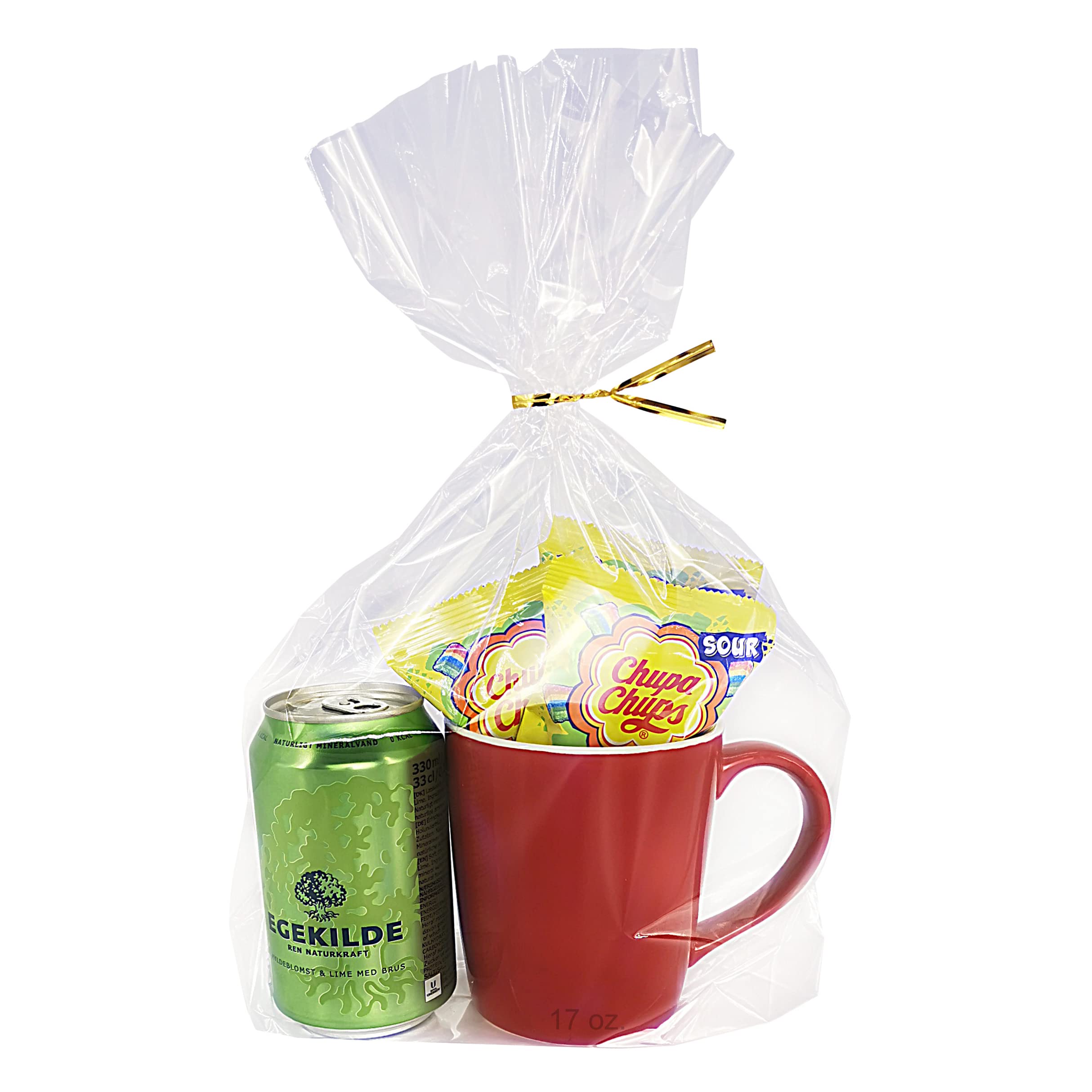 Wowfit 50 CT 10x14 inches Clear Bottom Gusset Cellophane Gift Bags with 6
