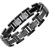 Holizaly Men's Stainless Steel Two Tone Square Link Bracelet, Black and Blue Ion Plated Black