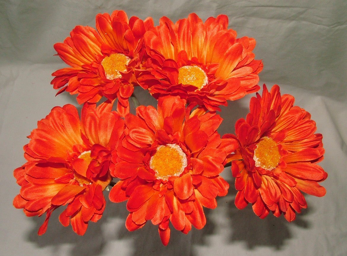 Artificial Single Stem Gerbera with Big Bloom - very dramatic - home garden (12 Pack, Orange)