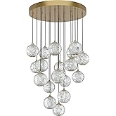 Kuzco Lighting MP321218NB Marni - 21.25 Inch 76W 1 LED Pendant, Natural Brass Finish with Clear Ribbed Acrylic Glass