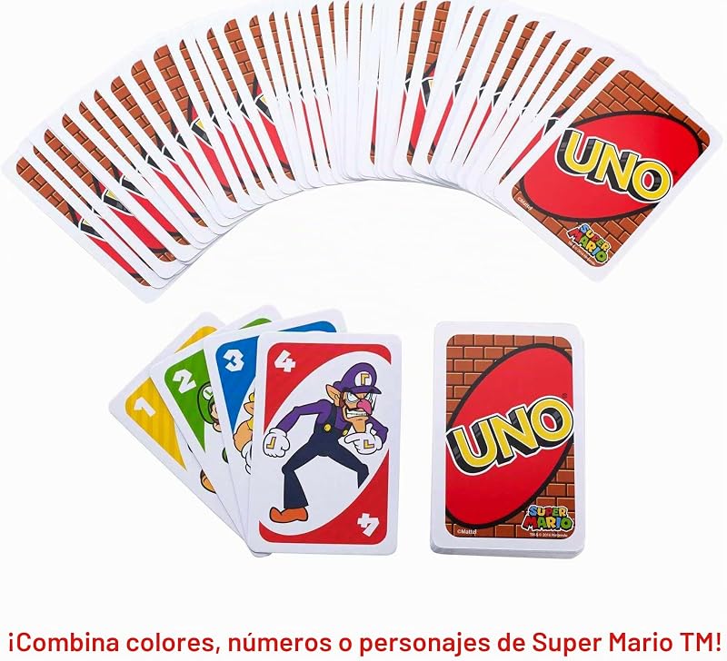 UNO Super Mario Juego de Cartas, 7+, 2-10 Jugadores