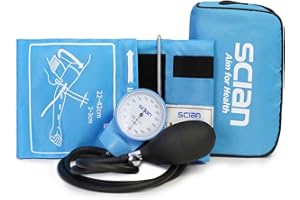 Scian Aneroid Sphygmomanometer - Blood Pressure Cuff with D-Ring Universal Cuff 10-16", Come with Carrying Bag for Nurse Doctor Senior Adult(Sky-Blue, Stethoscope Not Included)