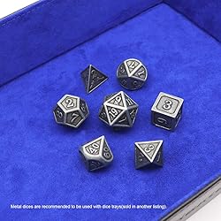 Haxtec Antique Iron Metal DND Dice Set Silver D&D