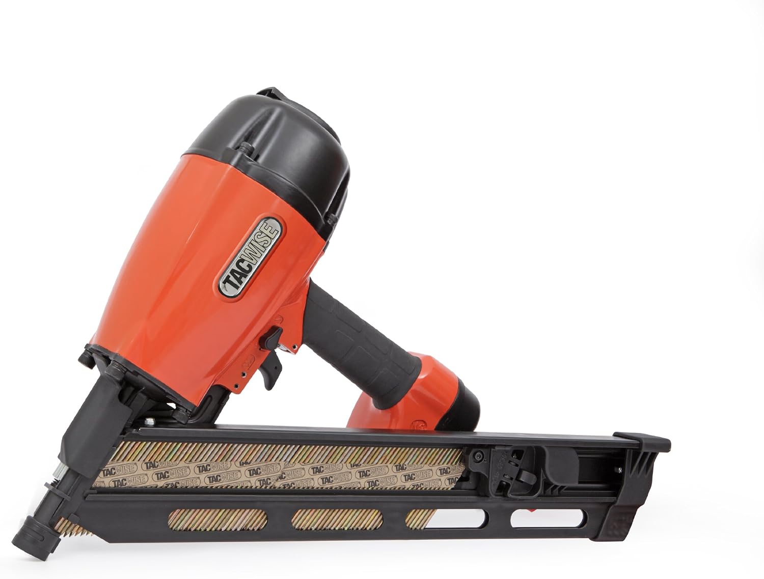 Tacwise KDH90V Angled Air Framing Nailer, Uses Paper Collated Strip Nails, 50-90 mm, 34° Inclined, Orange / Black, 50 - 90 mm