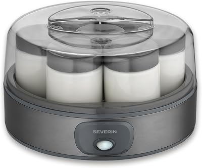 Yaourtière pratique et compacte, Machine à yaourt maison 13 W, Yaourtière électrique et 7 pots de yaourt en verre de 150 ml avec couvercle, garanti sans BPA, anthracite, JG 3510