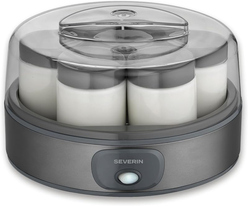 Yaourtière pratique et compacte, Machine à yaourt maison 13 W, Yaourtière électrique et 7 pots de yaourt en verre de 150 ml avec couvercle, garanti sans BPA, anthracite, JG 3510