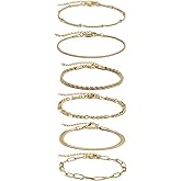 Gold Bracelets for Women, 18K Gold Plated Dainty Paperclip Link Chain Bracelets Thin Cute Stackable Bracelet Pack Fashion Accessories Gifts for Women