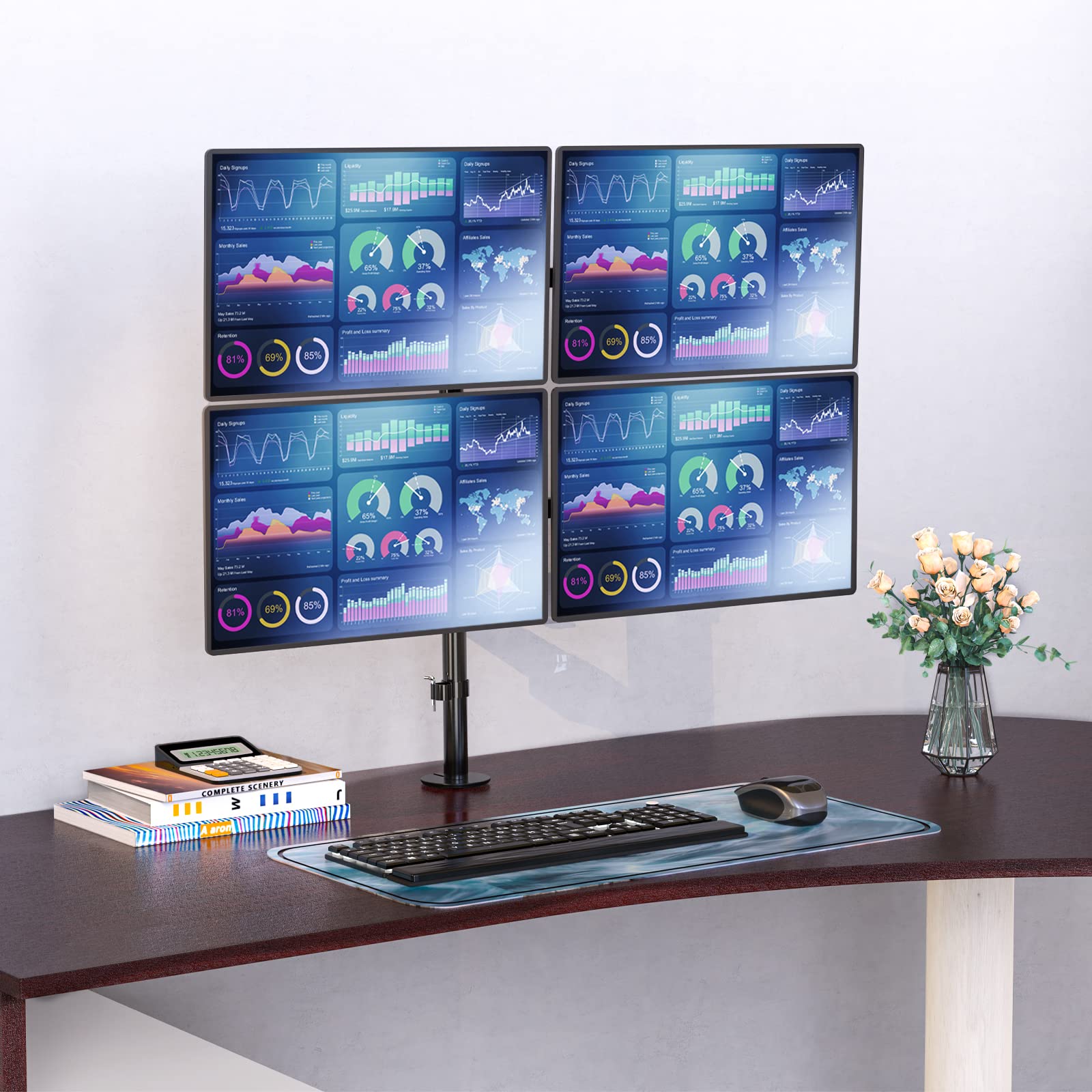 Mua WALI Quad Monitor Desk Mount, 4 Monitor Stand Fits Heavy Duty ...