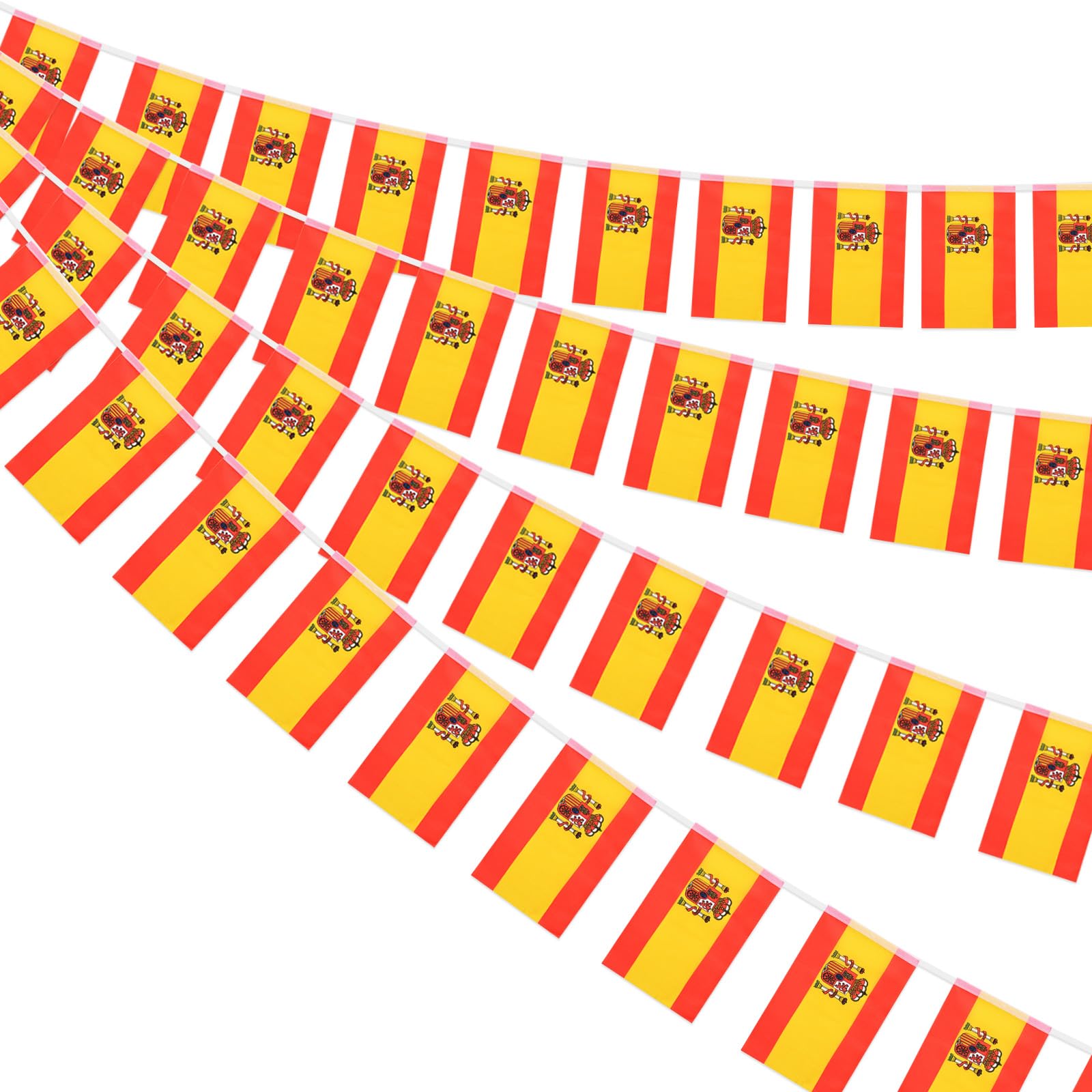 Ahfulife Spanish Flag Bunting 30pcs Flags for Euro Football 2024 Party Decorations, 10m Spain Bunting Double Sided Fabric Flags for Party Indoor and Outdoor Decorations (Spain, 14 x 21 cm - 4 Pcs) — image 1