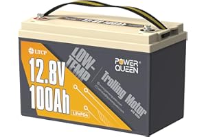 Power Queen 12.8V 100Ah Trolling Motor LiFePO4 Battery, Upgraded Low Temperature Cut-off Function, Built-in 100A BMS, Grade A Battery Cell, Up to 15000+ Cycles, Perfect for Marine, RV and Off Grid