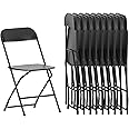 Flash Furniture Hercules Series Plastic Folding Chair - Black -650LB Weight Capacity Comfortable Event Chair-Lightweight Folding Chair (Pack of 10)