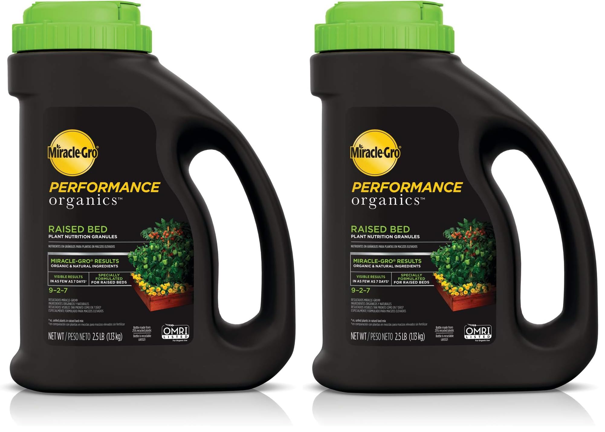 Miracle-Gro Performance Organics Raised Bed Plant Nutrition Granules - Plant Food with Natural & Organic Ingredients, for Vegetables, Fruits, Herbs and Flowers in Raised Beds, 2.5 lbs. (Pack of 2) Image