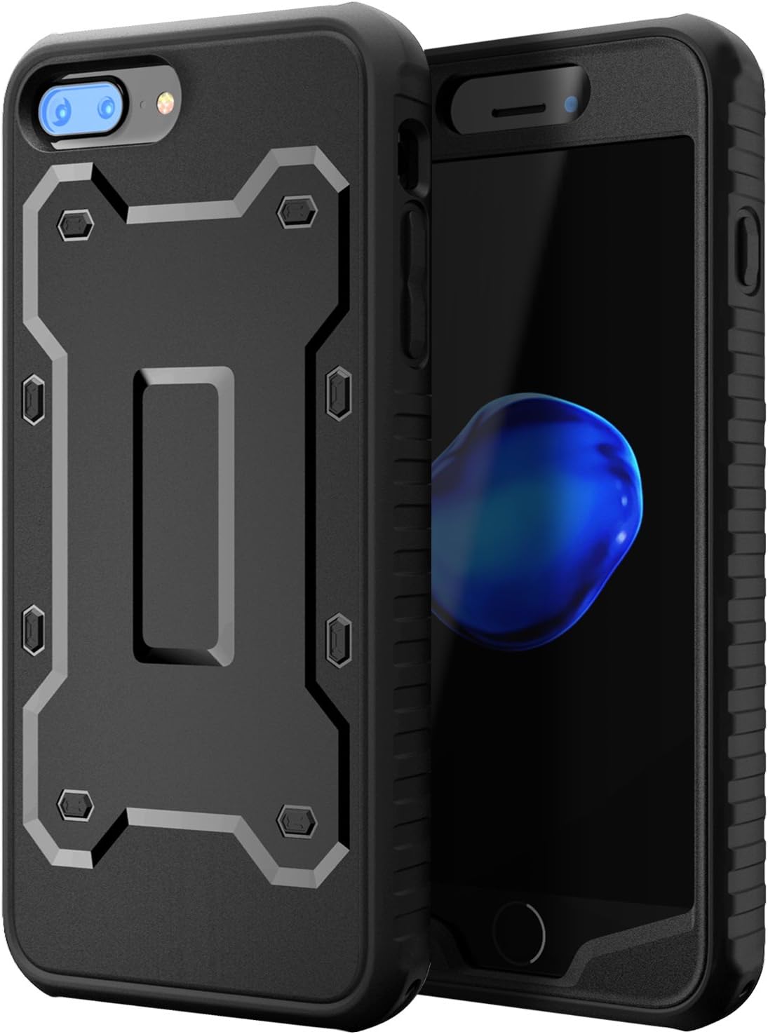 iPhone 7 Plus Case,KAKA [Heavy Duty]Three Layer Hybrid Shockproof Armor High Impact Resistant Protective Cover Case For iPhone 7 Plus Black