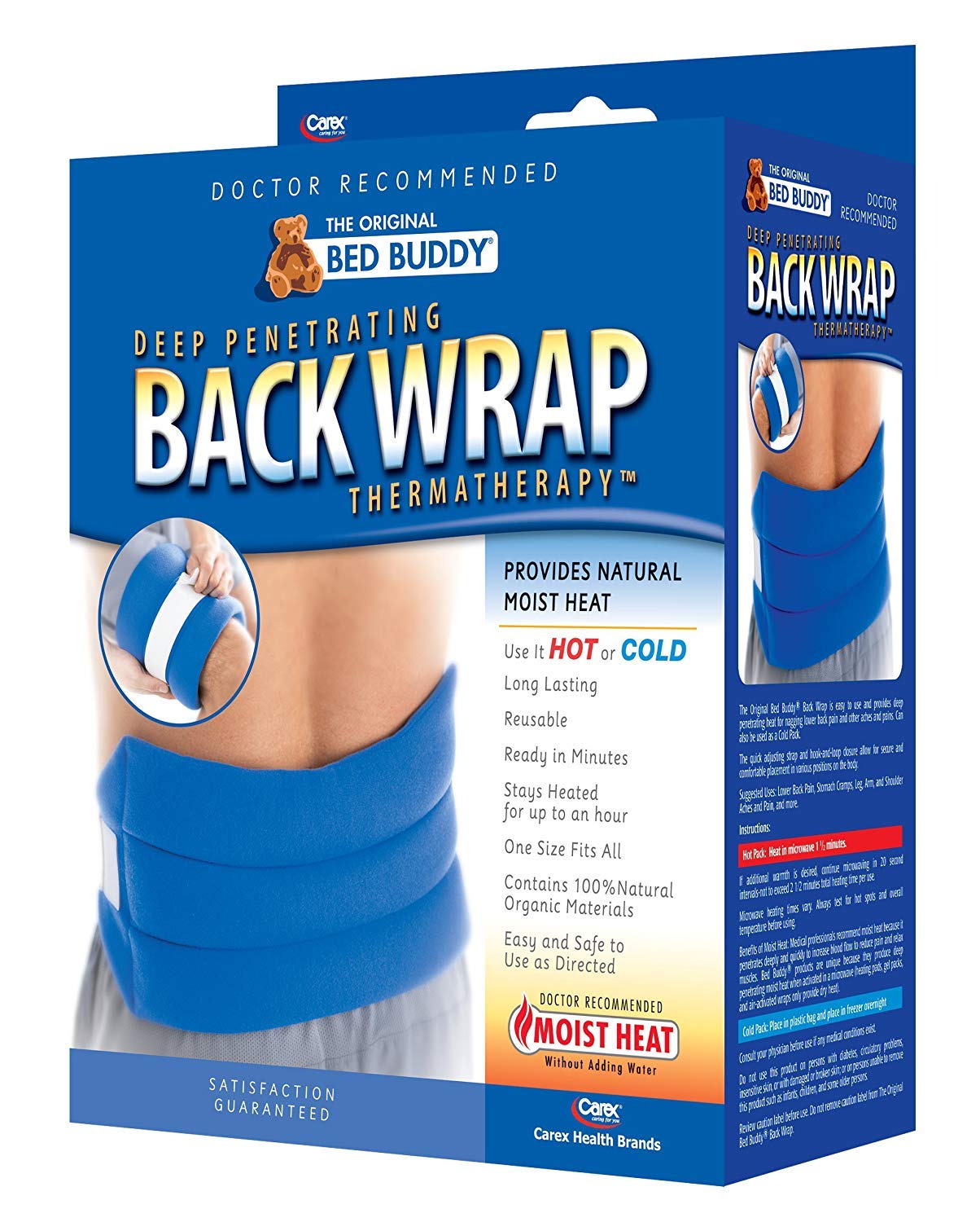 Carex Bed Buddy Back Wrap Microwaveable Heating Pad Moist Heating