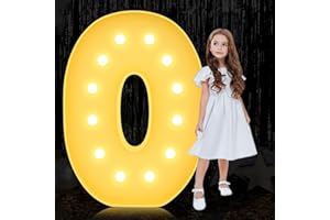 YOSWPP 4FT Large Marquee Light Up Letters Numbers Giant Mosaic Balloon Frame,Wedding Backdrop Decoration Anniversary Decoration Foam Board (4FT,O)