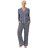 Martha Stewart Cooling Rayon Pajama Set for Women | Long Sleeve, Button-Down Style for Cool, Comfortable Coverage