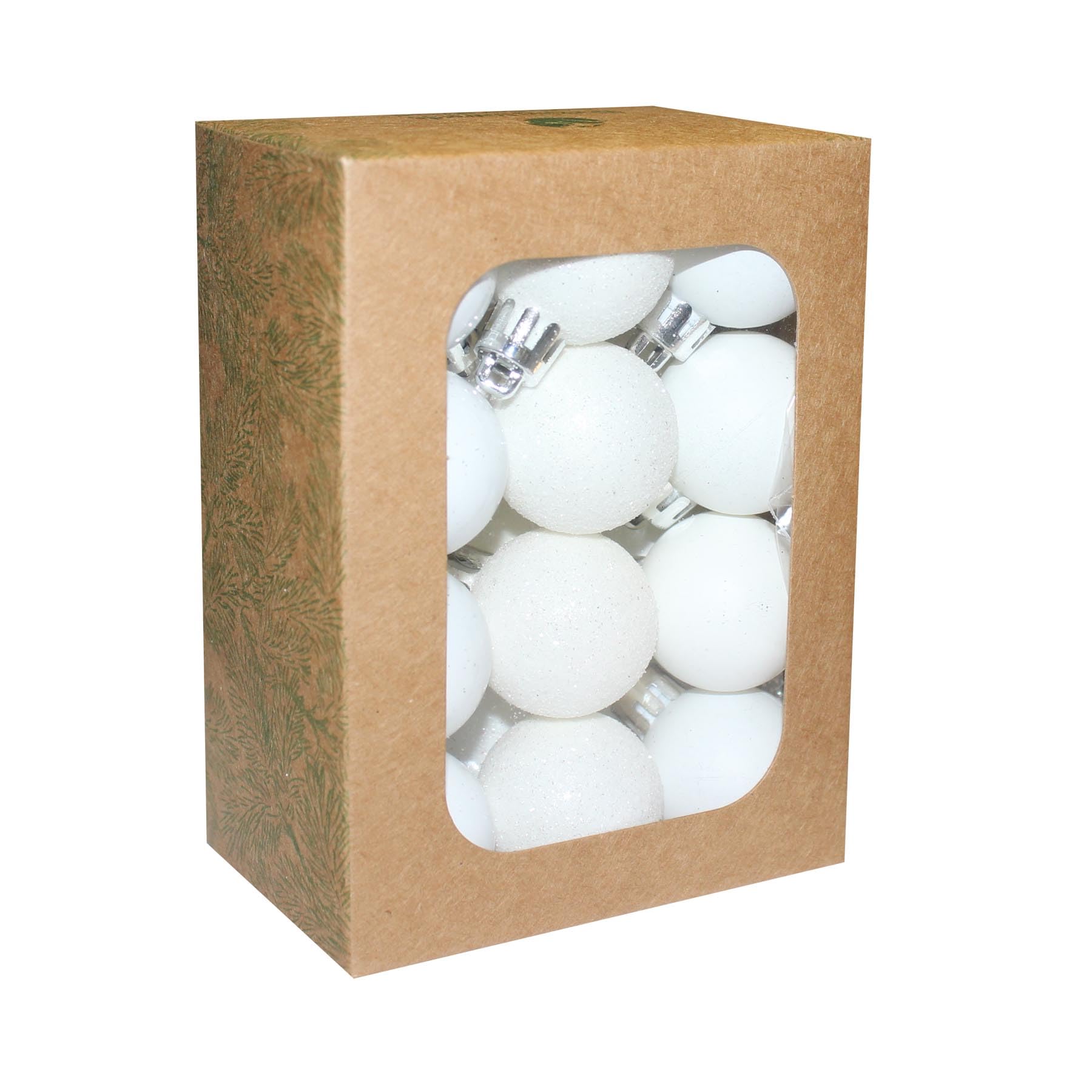 24 x White shatterproof Christmas tree Baubles Decorations Mixed finishes by Premier Decorations