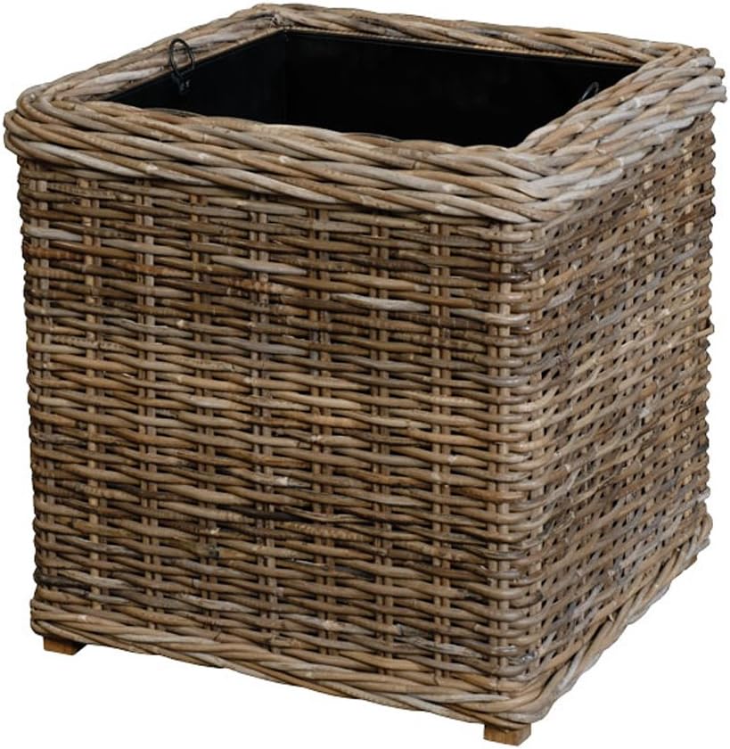 Large Natural Rattan Planter/Basket XXL with Zinc Ensatz/Planter/Plant Pot Cube 50 x 50 x 50 cm