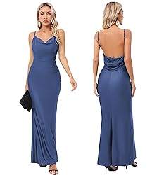 Capuffy Women Drape Neck Formal Maxi Dresses Lace