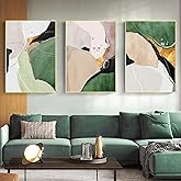 Abstract Green Wall Art Canvas Sage Green Painting Abstract Green Geometric Wall Art Green and Gold Pictures Wall Decor for Living Room Bedroom Green and Black Abstract Painting 16x24inx3 No Frame