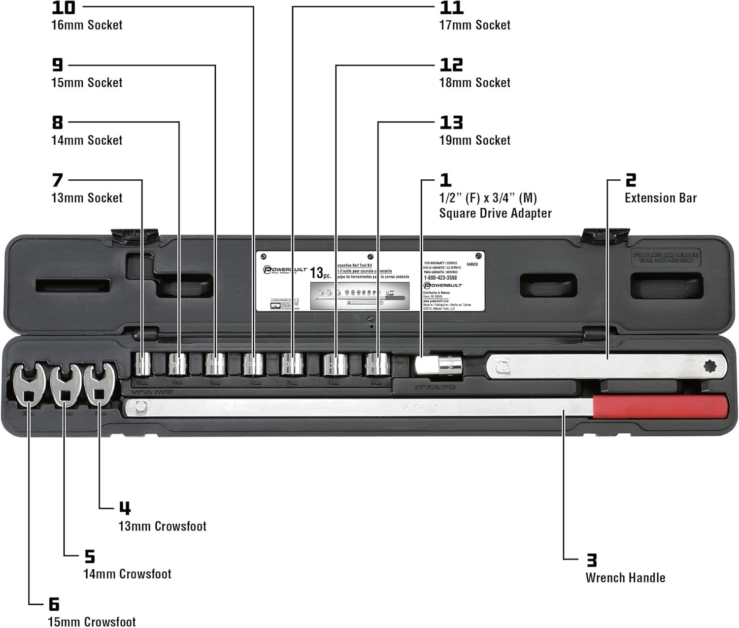 Powerbuilt Alltrade 648629 Kit 52 Serpentine Belt Tool Set: Home Improvement