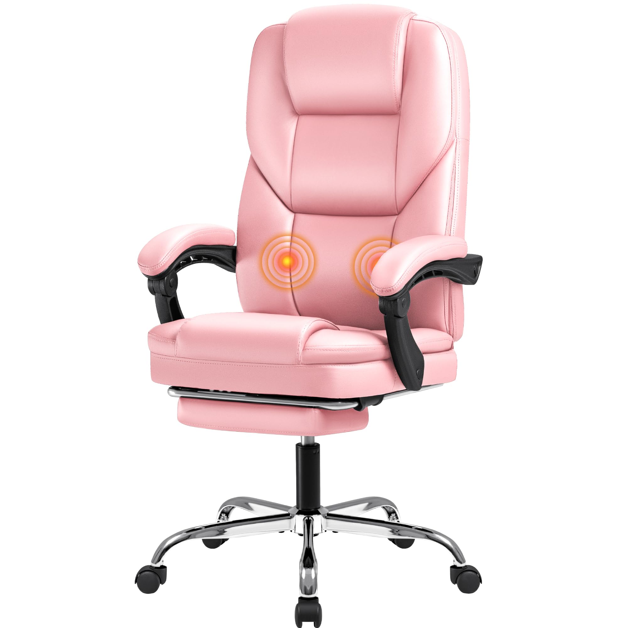 Furmax Office Chair, Executive Office Chair with Foot Rest Big and Tall Office Chair Ergonomic Home Office Desk Chairs Reclining High Back Leather Chair with Lumbar Support, 400LBS (Pink)