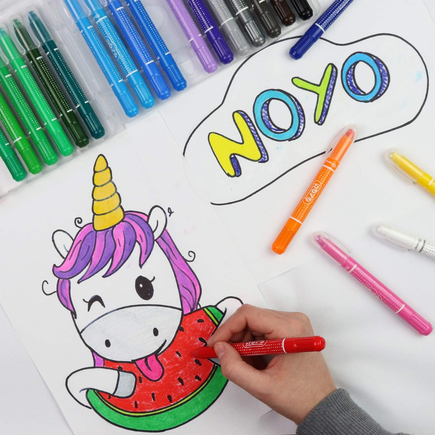 NOYO 36 Colors Gel Crayons for Toddlers and Kids | Non Toxic | 3 in 1 Washable Bolder Crayons-Pastel-Watercolor Paint Effects: Toys & Games