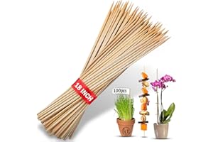 KT DEALS 100 Pack 18" Bamboo Plant Stakes, Garden Sticks for Plant Support Tomato Floral Potted, Indoor Gardening Wooden Sign Posting and Other Crafts Long Natural Wood Skewers (18 inch)