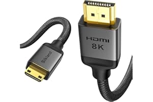 Silkland 8K 4K Mini HDMI to HDMI Cable 6.6FT, Mini HDMI 2.1 Cord [8K 60Hz, 4K@240Hz 144Hz 120Hz, Upgrade Braided] 48Gbps, Compatible with Camera, Camcorder, Laptop, Tablet, Monitor, Raspberry Pi Zero