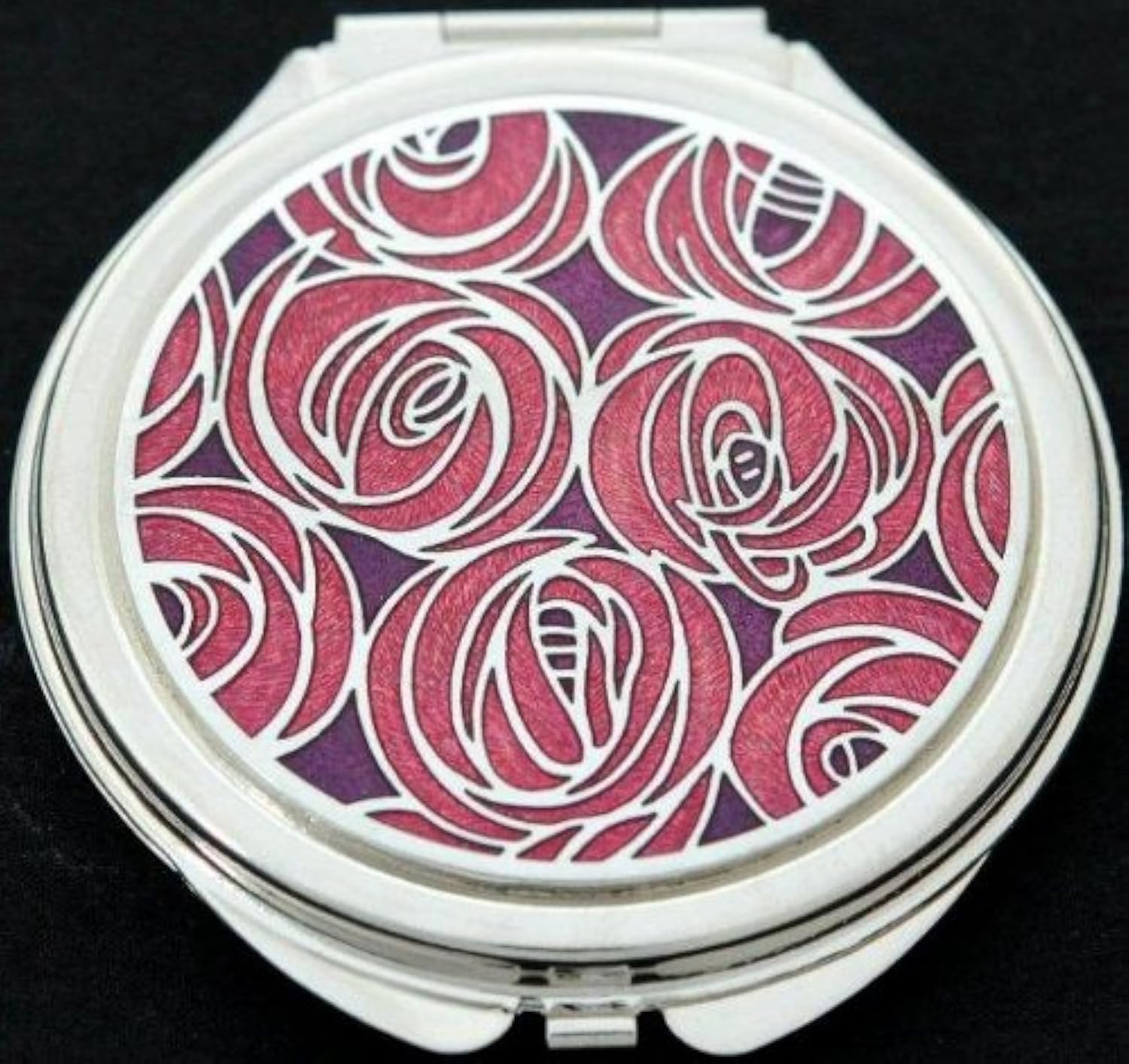 Sea Gems presented by Celtic Glass Designs Compact Mirror in a Mackintosh Roses Design. (Red)