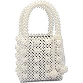 Miuco Womens Beaded Handbags Handmade Weave Crystal Pearl Tote Bags