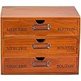 Vintage 3-Drawer Organizer for Desk - Wooden Box with 3 Storage Drawers - Solid Wood Table Top Filing Cabinet for Organization and Storage - Paper Organizer - Rustic Desk Organizers and Accessories