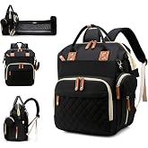 Lamroro Diaper Bag with Changing Station, Waterproof 3 in 1 Diaper Backpack with Foldable Changing Pad, Insulated Bottle Holders,Large Travel Backpack for Mom &amp; Dad, Baby essentials,Black
