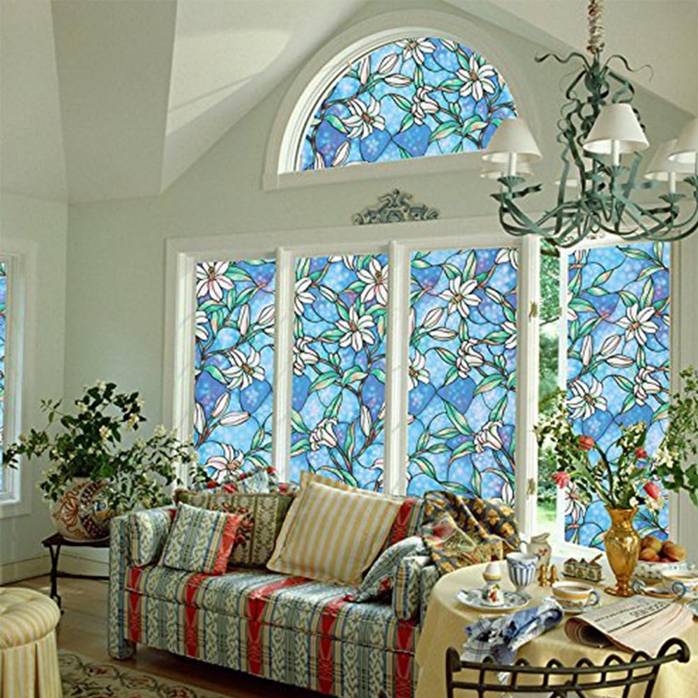 Brad Stone Frosted Glass Window Film Easy Peel & Stick Removable Mirror Decor Translucent Sliding Door Window sticker 45*100cm 17"*39" (Orchid)
