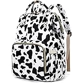 Cow Print Baby Diaper Bag Backpack for Girls Boys, Waterproof Large Maternity Nappy Bags for Mom