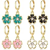 Flower Earrings, 4 Pairs Daisy Earrings Small Daisy Drop Dangle Earring, Spring Earring for Women