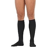 JOBST forMen Compression Socks 20-30 mmHg Knee High, with SoftFit Band, Closed Toe, Black, Large