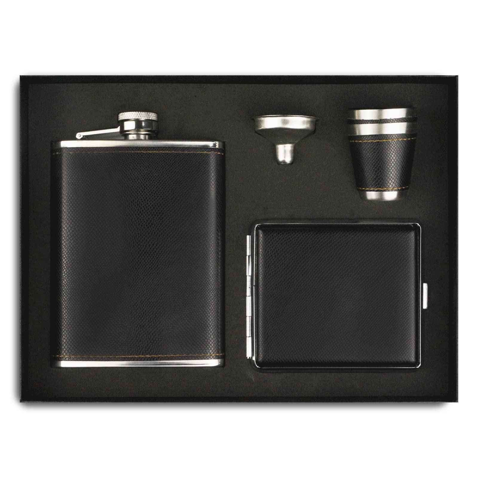 Hip Flask Set Stainless Steel Flask of Gifts for Men 8OZ Bar Party Camping Barbecue Portable Pocket Flask Green (Black Box)