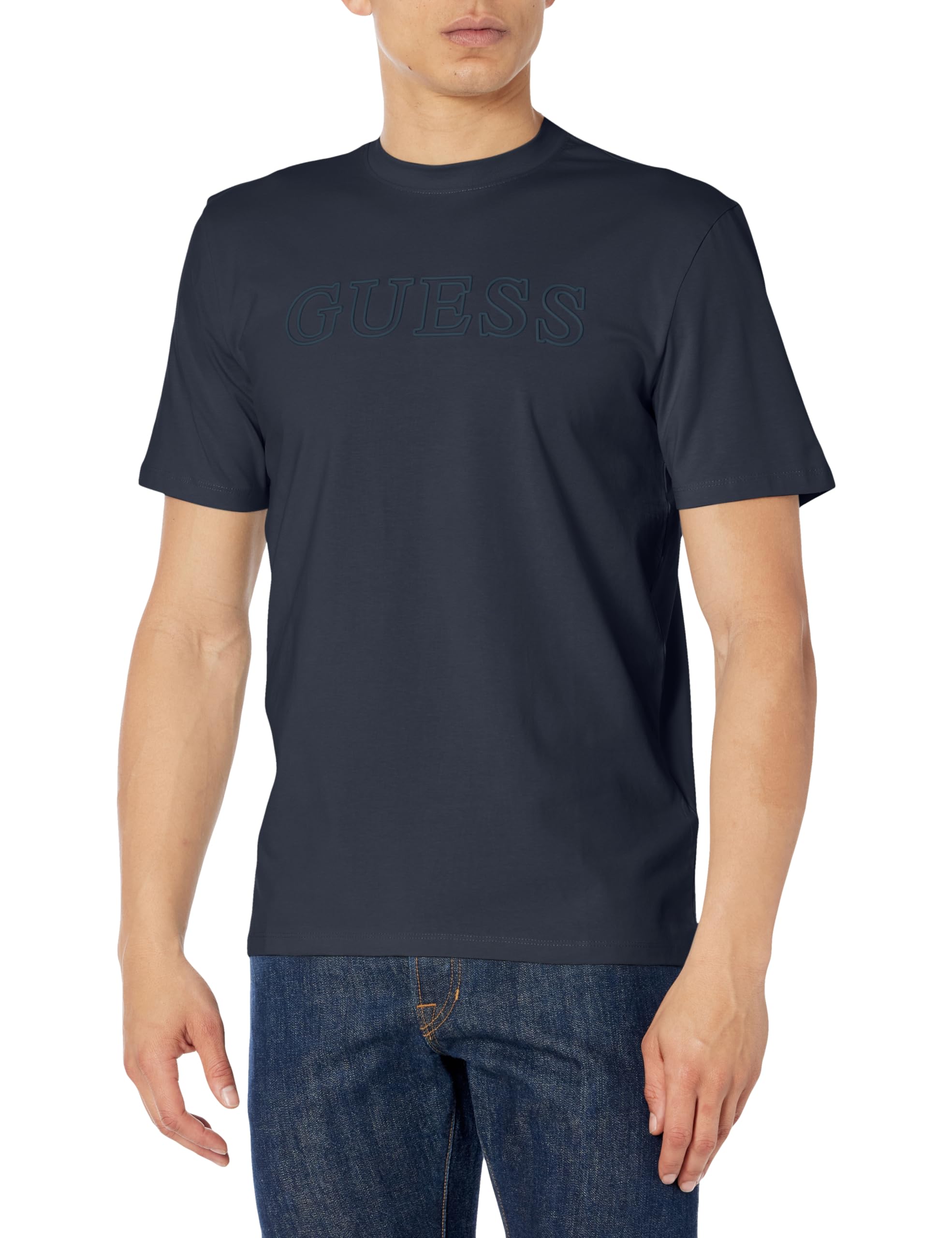 GUESS Men’s Short Sleeve Alphy T-Shirt, Smart Blue